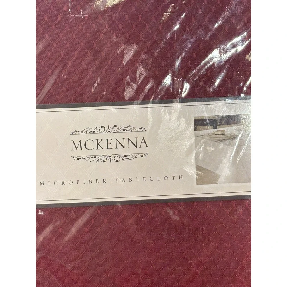 McKenna‎ Dark Red Oblong Tablecloth 70x120 Spill Proof Table Cover Seats 10-12